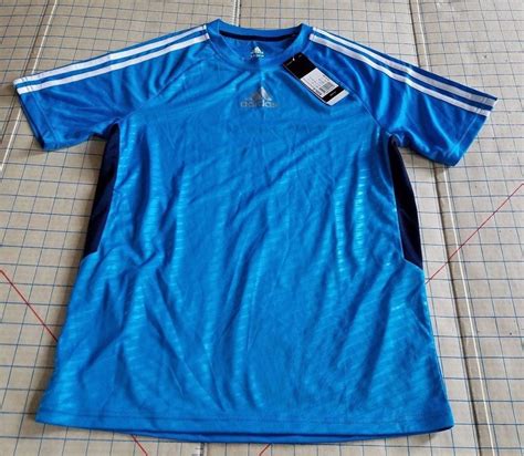 Nwt Adidas Climalite Blue Boys Soccer Athletic T Shirt Jersey Youth