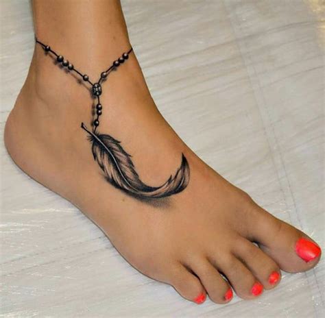 Anklet Ankle Wrap Around Chain Feather Tattoo Ideas For Women At