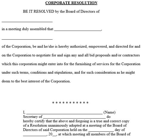 Free Corporate Resolution Template Microsoft Word Printable Templates
