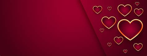 Lindo Banner Vermelho De Dia Dos Namorados Com Cora Es Dourados