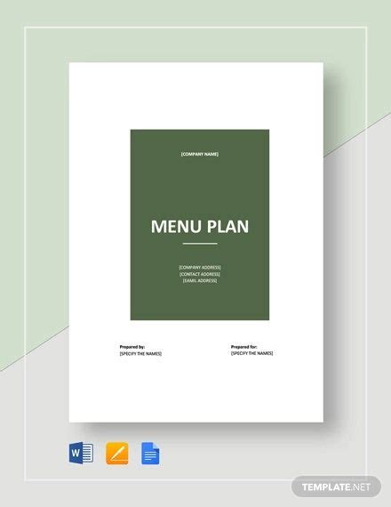 Printable Menu Planning 10 Free Templates