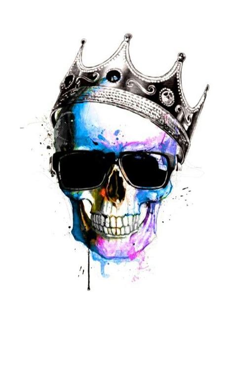 Crowned King Skulls White Background Skull Artwork Skulls Drawing