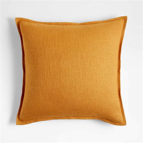 Amber 20x20 Laundered Linen Square Decorative Throw Pillow Cover Reviews Crate And Barrel