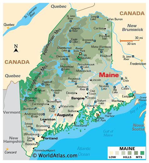 A Map Of Maine Topographic Map Of Usa With States
