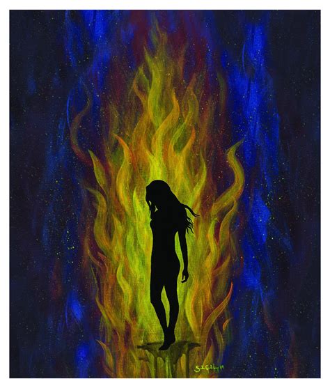 Consumed Woman Walking In Fire Art Print Surrealism Etsy