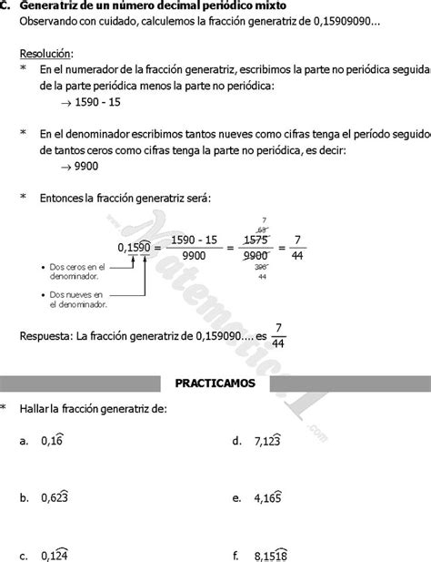 Fraccion Generatriz Ejercicios Resueltos De Primaria O BÁsico