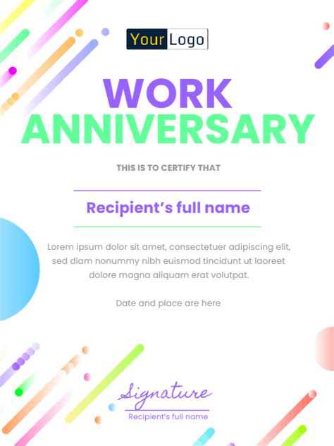 8 Free Work Anniversary Certificate Templates