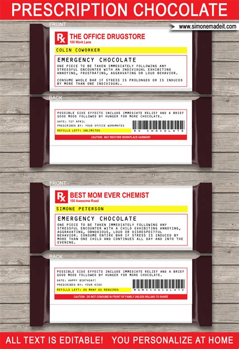 Pill bottle label template prescription label template. Gag Prescription Label templates | Emergency chocolate ...