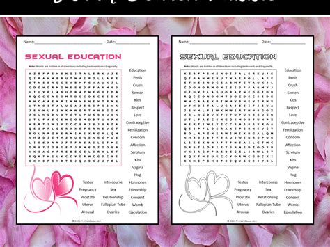 Sexual Education Word Search Puzzle Teaching Resources