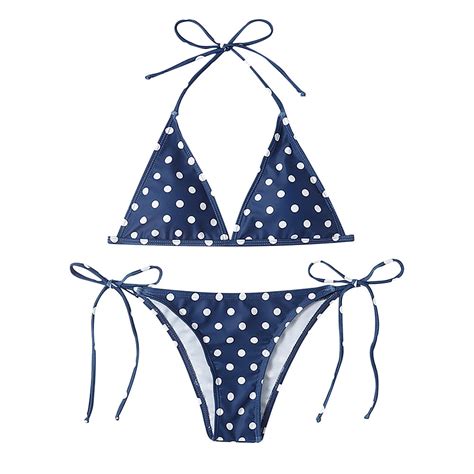 Joau Two Piece Bikini Swimsuit Sexy Bathing Suits Halter Triangle Tops String Bikini Sets