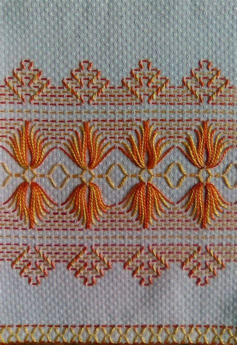 Unused Vintage Cotton Huck Towel ~ Swedish Weaving Embroidery ~ Yellow