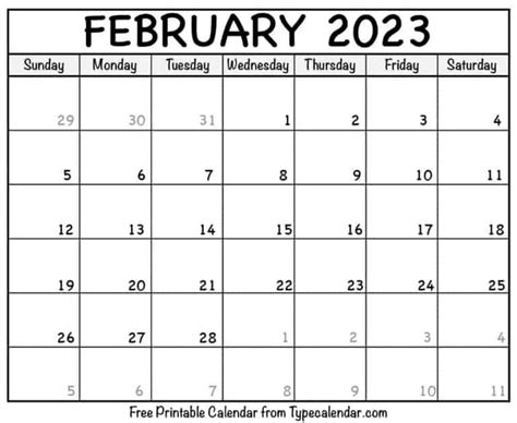 Printable February 2023 Calendar Templates With Holidays Free
