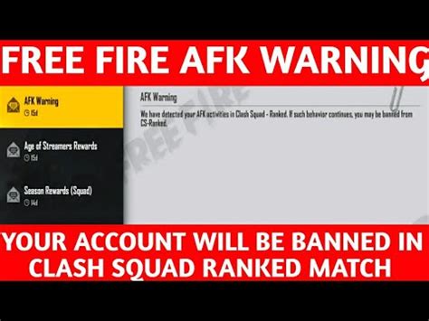 Evilace #evilacegaming #eagaming afk warning free fire explained tamil afk warning tags : What is AFK Warning in Free Fire || Clash Squad Account ...