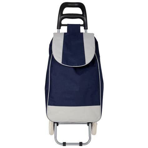 Navy Folding Wheeled Grocery Cart Shopping Trolley Bag