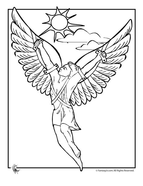 Greek Myths Coloring Page Icarus Woo Jr Kids Activities
