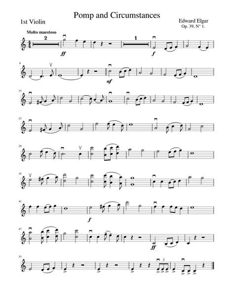Pomp And Circumstances For 1st Violin Sheet Music