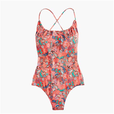 Jcrew Synthetic Playa Printed Rockaway Ruched One Piece Swimsuit Lyst