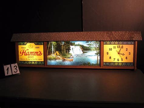 Hamms Clock With Canoe Scene Large Hamms Beer Lighted