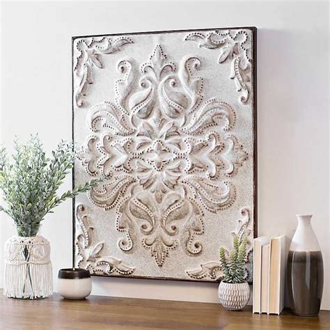 White Embossed Baroque Metal Wall Plaque I Love This For Ashleys Room