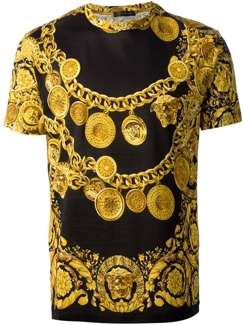 Versace Chains Printed Tshirt In Yellow For Men Black Lyst