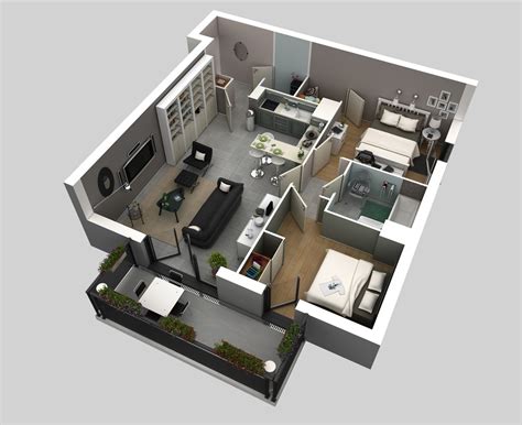 50 Two 2 Bedroom Apartmenthouse Plans Architecture And Design