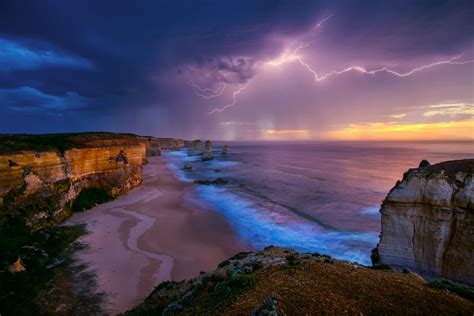 Nature Landscape Beach Storm Cliff Australia Wallpapers Hd