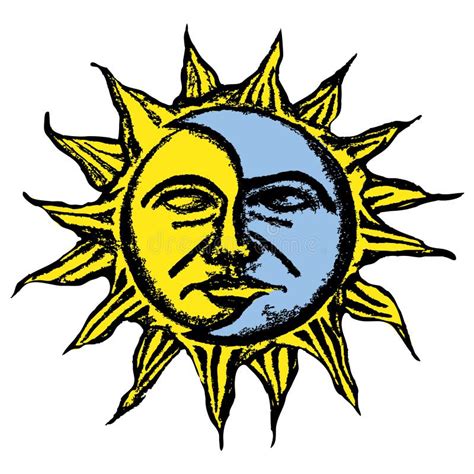 Sun And Moon Face Sketch Stock Illustration Image Of Nose 44834497