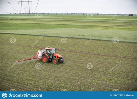 Tractor Spraying Pesticides At Corn Fields Stock Image Image Of Irrigate Spray 212472581