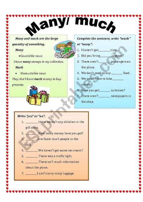 Many Much Esl Worksheet By Longtuphuong