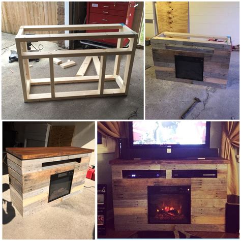 Diy Electric Fireplace Tv Stand Entertainment Center Pallet Skid