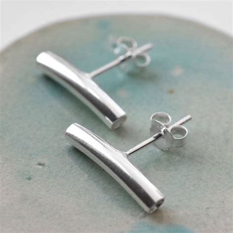 Sterling Silver Bar Stud Earrings By Martha Jackson Sterling Silver