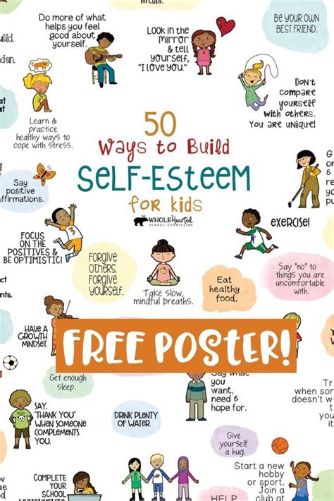 Free 50 Ways To Build Self Esteem For Kids Poster Classroom
