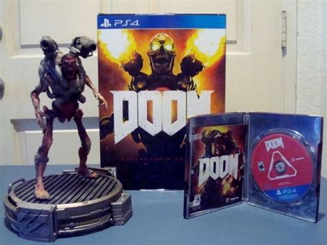 Doom Collectors Edition Ps4 Game Metal Case Revenant Statue On Led Lit