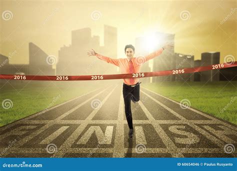 Male Worker Crossing The Finish Line Stock Photo Image Of Challenge