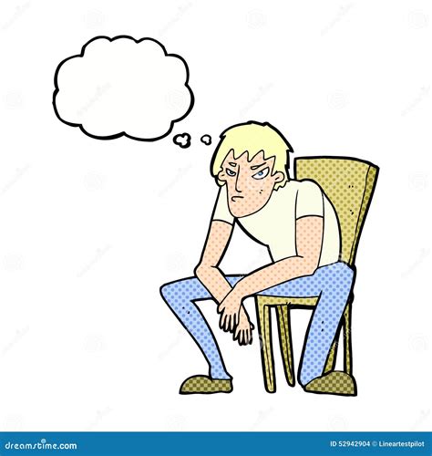 Cartoon Dejected Man With Thought Bubble Stock Illustration