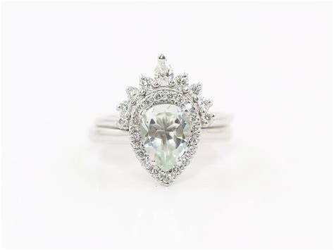 Amethyst engagement rings will be right choice for the engagement as it shows the core qualities of genuine love; Genuine Pear Green Amethyst Bridal Set/14K Solid Gold Green Amethyst Engagement ring for women ...