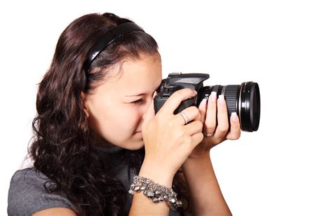 Free Photo Woman Taking Picture With Her Black Dslr Camera Camera