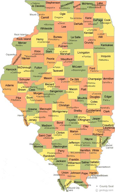 State Of Illinois Map With Counties And Cities Billye Sharleen