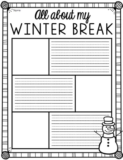 First Grade Winter Break Writing Freebie First Grade Writing Winter