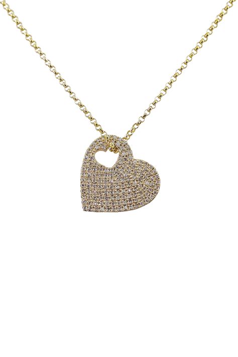 Yellow Gold Pave Diamond Heart Necklace • Brooks Diamonds