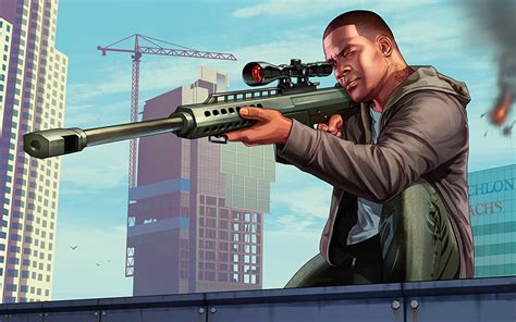 Wallpapers Gta 5 Sniper Rifle Snipers Man Franklin Negroid