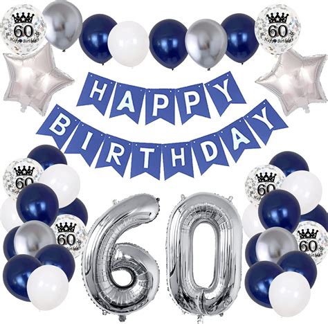 Buy 60th Birthday Decoration Man Blue Silver Birthday Decoration Party