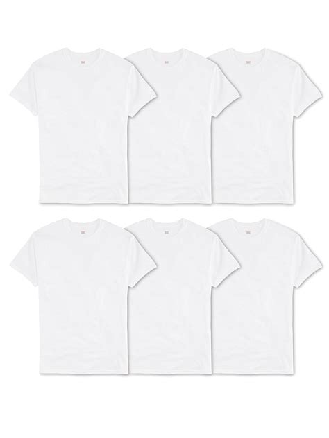 Hanes Mens Value Pack White Crew T Shirt Undershirts 6 Pack Walmart