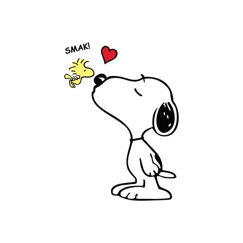 Peanuts 25 Snoopy Kissing Woodstock With Hearts Digital Etsy