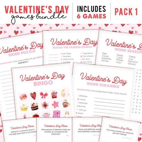 Hearts And Love And Valentines Day Party Games Printable Games Party
