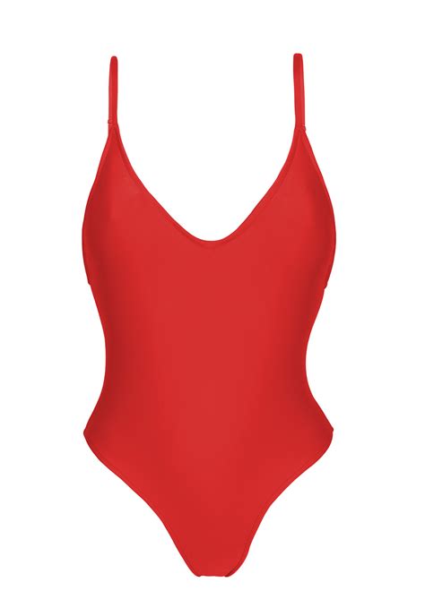 Roter Unwattierter Badeanzug Mit Hohem Beinausschnitt Beijo Hype