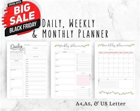 Daily Planner Printable Daily To Do List Planner Insert Etsy