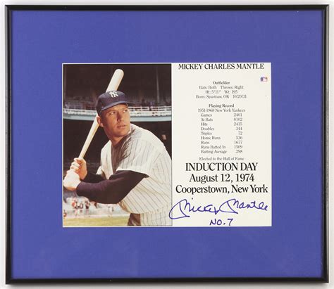 Lot Detail 1974 Mickey Mantle New York Yankees Signed Induction Day