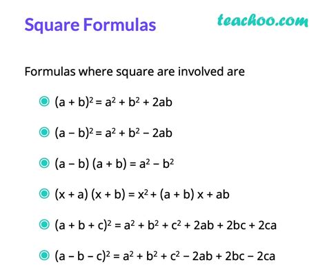 Algebra 1 Formulas List