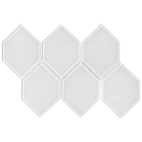 Tesoro Earth Snow 4 X 6 Hexagon Glass Mosaic Mosaic Glass